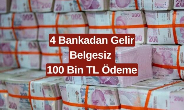 Dört Büyük Bankadan DEV Kampanya! Gelir Belgesiz 100 Bin TL Kredi Fırsatı