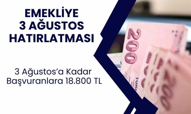 10 Milyon Emekliye 3 Ağustos'a Kadar Başvuru Yapması Halinde, 18.800 TL Ödenecek