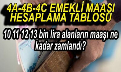 SSK, Bağ-Kur ve emekli sandığı maaşları açıklandı: 10 11 12 ve 13 bin TL alan emeklilerin maaşları ne kadar oldu? 4A 4B 4C emekli maaşı hesaplama tablosu burada!