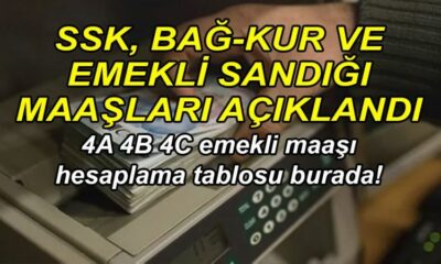 SSK, Bağ-Kur ve emekli sandığı maaşları açıklandı 10 11 12 ve 13 bin TL alan emeklilerin maaşları ne kadar oldu 4A 4B 4C emekli maaşı hesaplama tablosu burada!