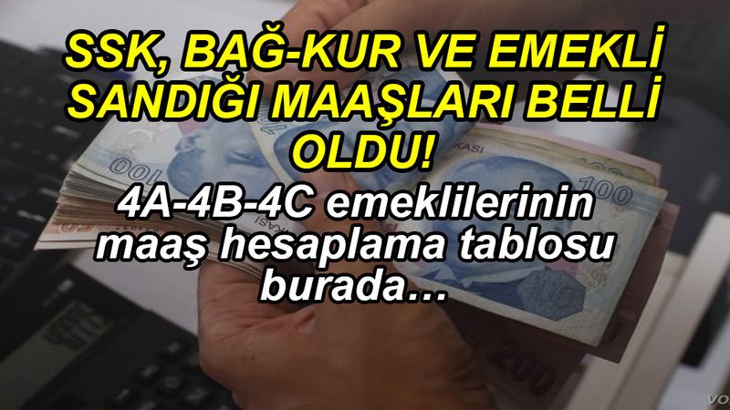 SSK, Bağ-Kur ve emekli sandığı maaşları açıklandı: 10 11 12 ve 13 bin TL alan emeklilerin maaşları ne kadar oldu? 4A 4B 4C emekli maaşı hesaplama tablosu burada!