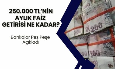 250 Bin TL'nin Aylık Faiz Getirisi Ne Kadar Oldu? Banka Banka Mevduat Faiz Oranları Açıklandı