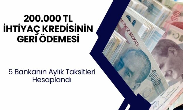 Denizbank ve 4 Dev Bankanın 200.000 TL İhtiyaç Kredisi Maliyet Hesaplaması Yapıldı