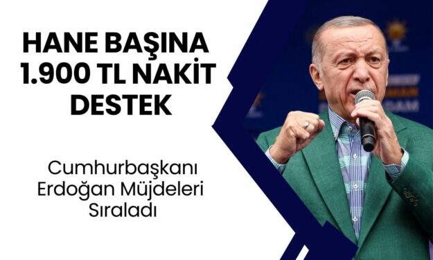 Cumhurbaşkanı Erdoğan AÇIKLADI! Hane Başına 1.900 TL NAKİT DESTEK