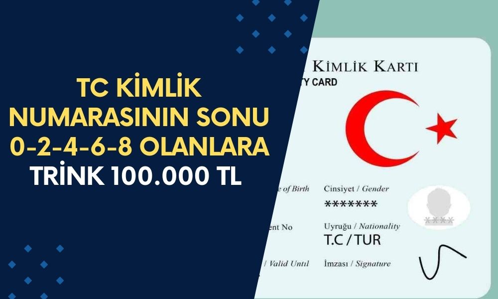 TC Kimlik Numarasının Sonu 0-2-4-6-8 Olanların Hesaplarına Trink 100.000 TL Yatırılacak