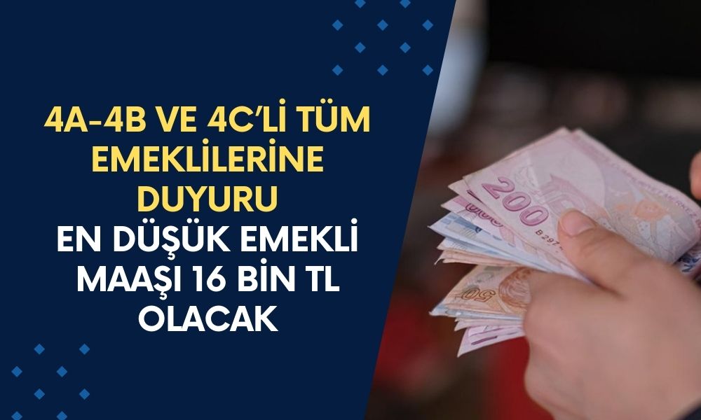 4A-4B ve 4C’li Tüm Emeklilere 09.13’da Duyuruldu: Gözünüz Aydın! En Düşük Emekli Maaşı 16 Bin TL Oluyor