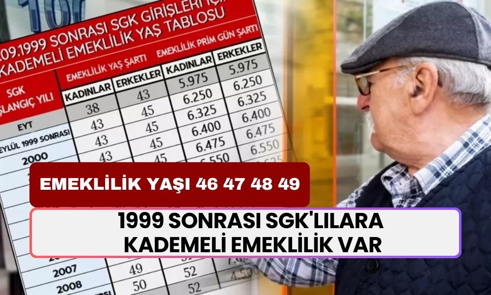 1999 Sonrası SGK'lılara Kademeli Emeklilik Var! 2000-2008 Arası İçin Emeklilik Yaşı 46 47 48 49 Oldu