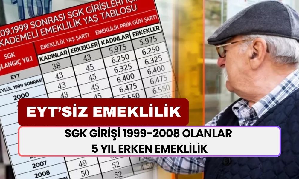 EYT’siz Erken Emeklilik Fırsatları! SGK Girişi 1999-2008 Olanlar 5 Yıl Erken Emekli Olacak