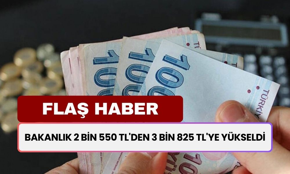 Bakanlık'tan Son Dakika Açıklaması! 2 Bin 550 TL'den 3 Bin 825 TL'ye Yükseldi