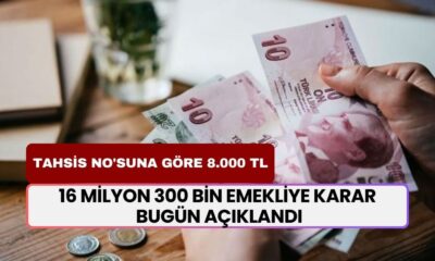 16 milyon 300 bin emekliye karar bugün açıklandı! Emekliye tahsis no'suna göre 8.000 TL nakit yatıyor