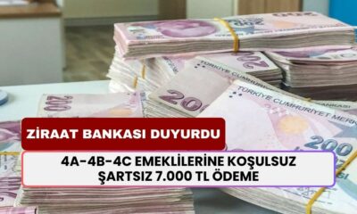 Ziraat Bankası 4A 4B ve 4C Emeklilere Ödeme Yapıyor! TC Kimlik Numarasıyla 7000 TL Nakit Ödeme!