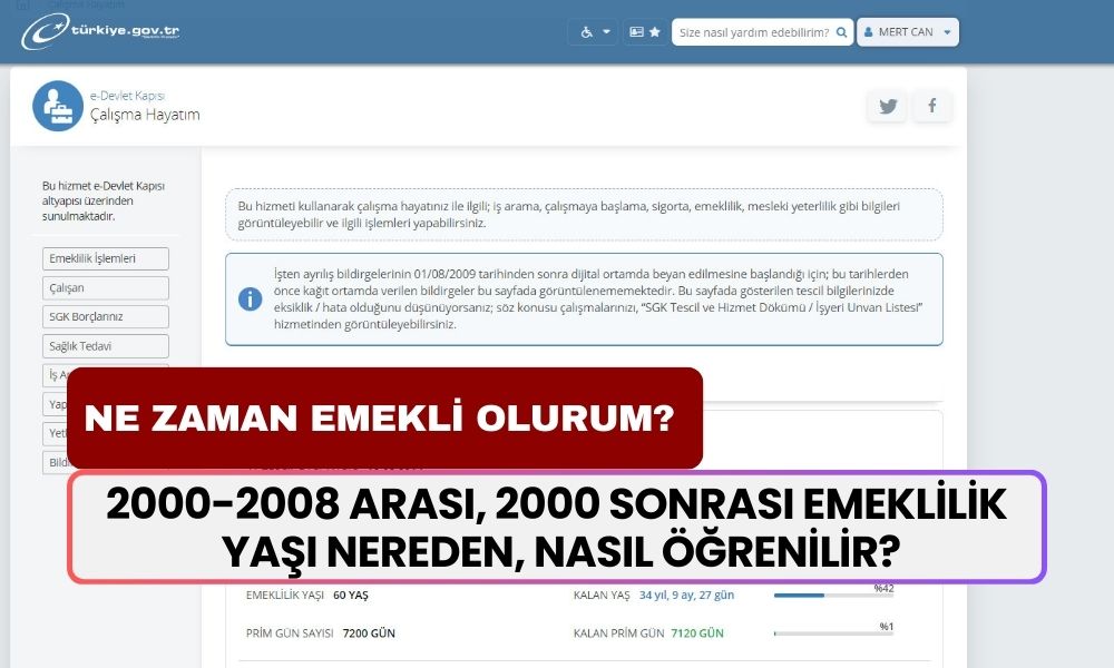 NE ZAMAN EMEKLİ OLURUM? SGK emeklilik yaşı sorgulama ekranı... 2000-2008 arası, 2000 sonrası emeklilik yaşı nereden, nasıl öğrenilir?