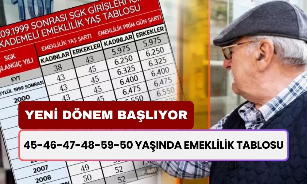 45-46-47-48-59-50 Yaşında Emeklilik Tablosu! Erken Emeklilik İçin Yeni Dönem Başlıyor