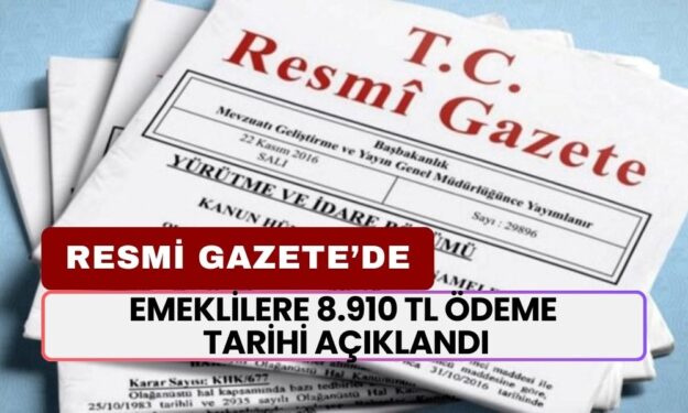 Resmi Gazete'de Yayınlandı! Emeklilere 8.910 TL Ödeme 21-22-23 Ekim Tarihlerinde Yatacak