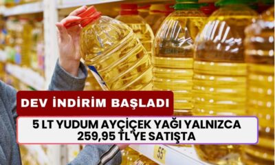 Ayçiçek Yağında Dev İndirim! 5 LT Yudum Ayçiçek Yağı Yalnızca 259,95 TL'ye Satışta