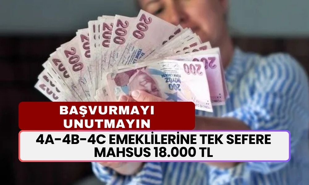 4A-4B-4C Emeklilerine Tek Sefere Mahsus 18.000 TL Ek Ödeme! Başvuruyu Kaçırmayın